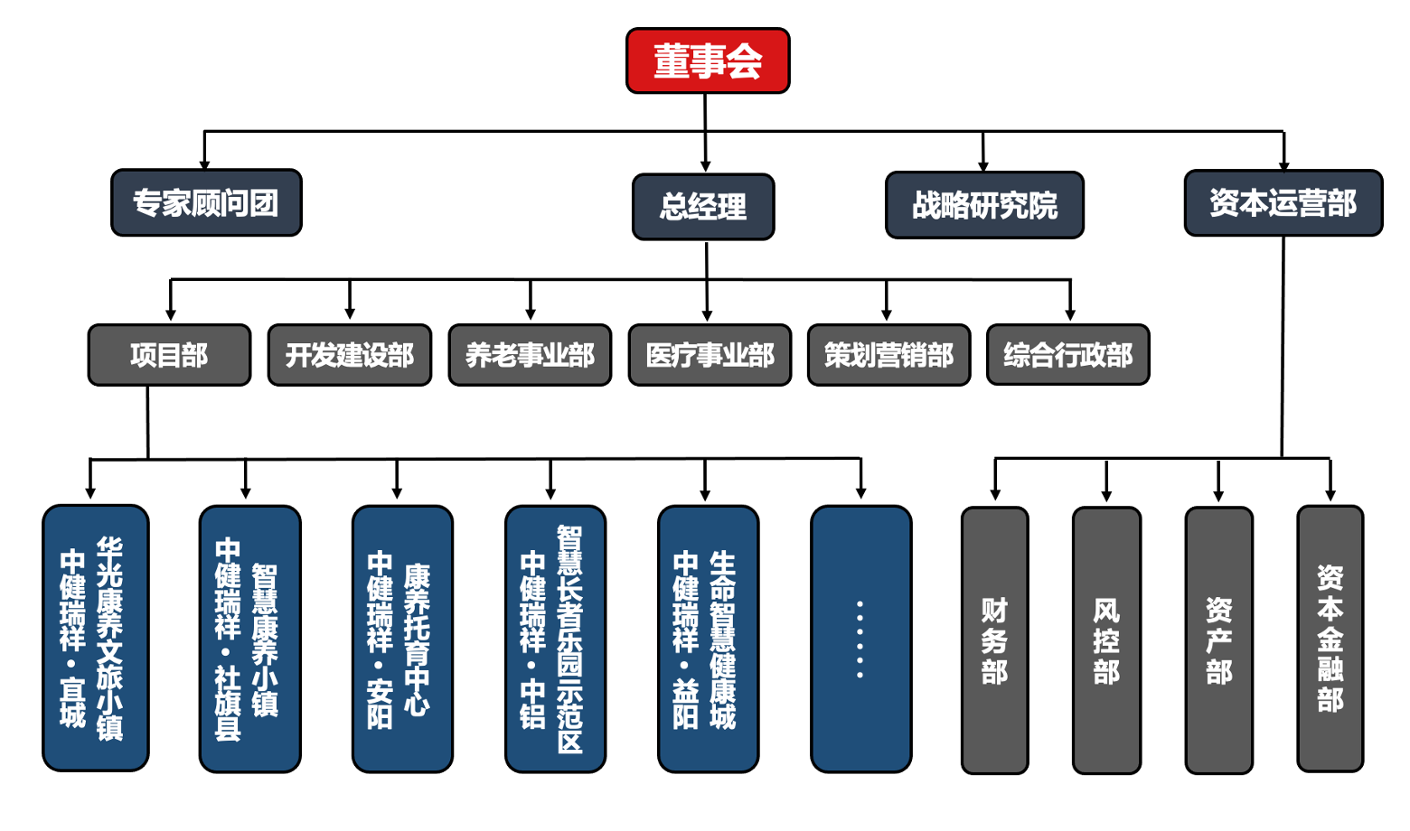 组织架构 - 中健瑞祥养老产业有限公司